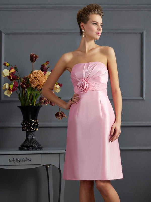 Sheath/Column Strapless Sleeveless Beading Short Taffeta Mother of the Bride Dresses TPP0007453