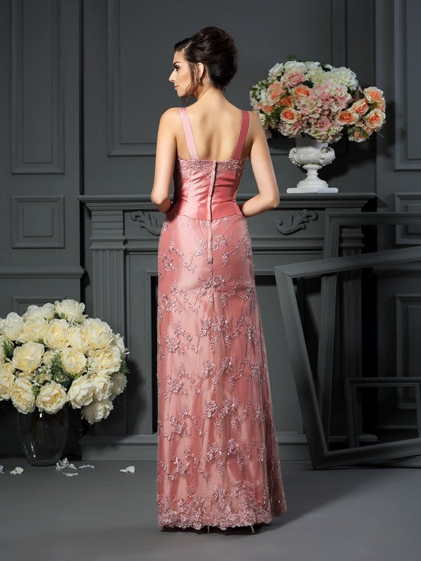 A-Line/Princess Straps Lace Sleeveless Long Taffeta Mother of the Bride Dresses TPP0007329