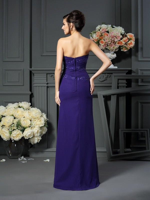 A-Line/Princess Sweetheart Beading Sleeveless Long Chiffon Mother of the Bride Dresses TPP0007412