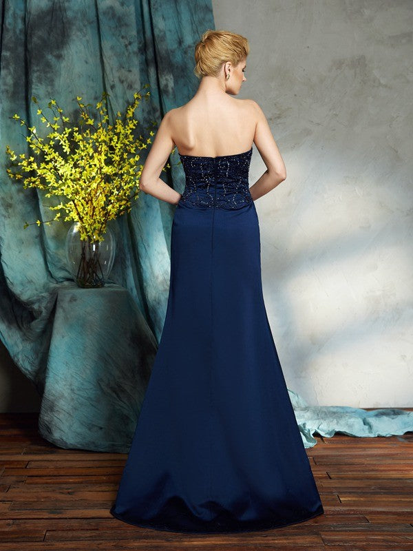 Sheath/Column Sweetheart Sequin Sleeveless Long Satin Mother of the Bride Dresses TPP0007388