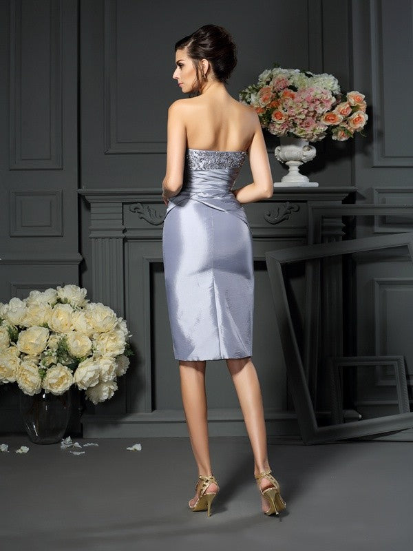 Sheath/Column Sweetheart Sleeveless Short Taffeta Mother of the Bride Dresses TPP0007344