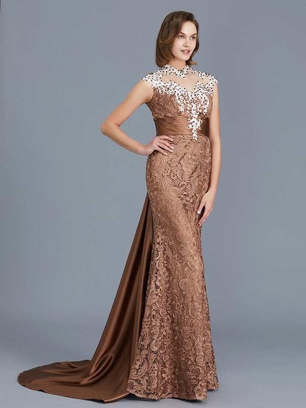 Trumpet/Mermaid Scoop Sleeveless Beading Lace Floor-Length Mother of the Bride Dresses TPP0007333