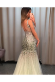 Silver Sequins Luxurious See Through Party Dress Backless Mermaid Long Prom STFP9RZ2GRG