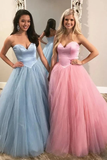 Unique Ball Gown Sweetheart Strapless Tulle Prom Dresses Cheap Formal STFP9XCMAHS