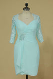 2024 Plus Size Mother Of The Bride Dresses Mid-Length Sleeves Chiffon With Applique & PRJ778GN