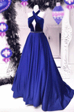 2024 Cheap Unique Royal Blue Charming Sexy Back Ball Gown Floor-Length Prom Dresses