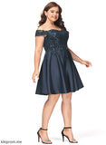 Janey Satin Prom Dresses Short/Mini Off-the-Shoulder A-Line