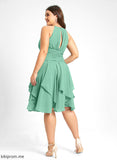 Cascading Mikaela Knee-Length Ruffle Chiffon With Cocktail Dresses Ruffles Cocktail Scoop A-Line Dress Neck