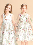 - Girl Sleeveless Flower(s)/Bow(s) Flower Girl Dresses Sofia Jacquard With V-neck A-Line Flower Dress Floor-length