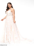 Beading With Wedding Ball-Gown/Princess Court Pockets Tulle Angie Wedding Dresses Train Lace V-neck Dress