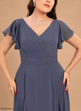 Length Embellishment Asymmetrical V-neck Pleated Neckline Silhouette Fabric A-Line Kaylee Bridesmaid Dresses