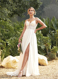 With Lace V-neck Beading A-Line Wedding Dresses Train Chiffon Sweep Wedding Dress Sequins Skye