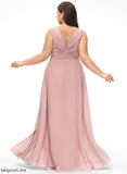Ruffle Length Fabric V-neck Embellishment Floor-Length A-Line Neckline Silhouette Sophia Natural Waist A-Line/Princess Bridesmaid Dresses