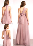 Floor-Length Straps Off-the-Shoulder V-neck Tulle Silhouette Neckline Fabric One-Shoulder A-Line Length Selina Bridesmaid Dresses
