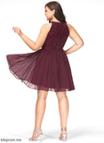 Chiffon A-Line Scoop Short/Mini Natasha Prom Dresses Lace