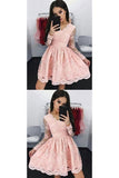 Long Sleeves Short Lace Prom Dresses Homecoming PL8YAZZK