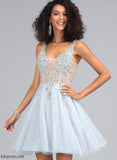 Beading With Prom Dresses V-neck A-Line Short/Mini Marie Tulle
