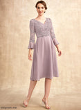 Hayden Ruffles Mother Chiffon Lace of Knee-Length V-neck Dress the Cascading Bride With Mother of the Bride Dresses A-Line Sequins