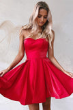 Simple Red V Neck Sleeveless A Line Homecoming Dresses