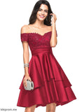 Homecoming With Sequins Jaylen Off-the-Shoulder Lace Knee-Length Homecoming Dresses Dress A-Line Satin