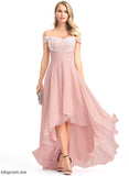 Pleated Lace Off-the-Shoulder Prom Dresses Joyce With A-Line Chiffon Asymmetrical