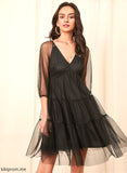 Mini Logan Sleeves Dresses Club Dresses Elegant 3/4 Tulle V-Neck A-line