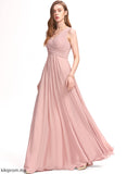 Chiffon Pleated Miranda Floor-Length Prom Dresses With A-Line V-neck