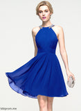 Sequins Beading Homecoming Dresses A-Line Scoop Neck Knee-Length Chiffon Dress With Ruffle Selena Homecoming