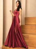 Length A-Line Straps&Sleeves Floor-Length V-neck Satin Neckline Fabric Silhouette Olympia Sleeveless A-Line/Princess Bridesmaid Dresses