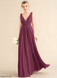 Chiffon Prom Dresses Pleated V-neck With Floor-Length Laney A-Line