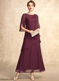 Bride A-Line Mother of the Bride Dresses Ankle-Length Chiffon Ruffles Mother Dress of the Neck Miriam Scoop Cascading With