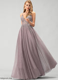 Prom Dresses Beading With Sequins Brielle Floor-Length V-neck Tulle Lace A-Line