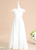 Scoop With Dress Girl Floor-length A-Line Flower(s) Short Chiffon/Lace Flower Mylee Sleeves - Neck Flower Girl Dresses