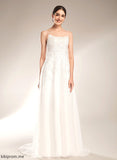 Wedding Tulle Dress Square A-Line Court Sequins Train Wedding Dresses With Beading Neckline Lace Denise