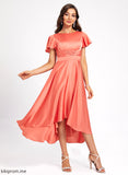 Cocktail Dresses Cocktail A-Line Dress With Pleated Scoop Neck Asymmetrical Polyester Patsy