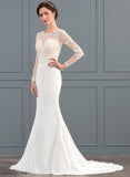 Stretch Sweep Trumpet/Mermaid Wedding Crepe Lace Illusion Hadley Wedding Dresses Dress Train