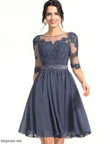 Dress A-Line Beading Cocktail Lace With Neck Alondra Cocktail Dresses Chiffon Scoop Knee-Length