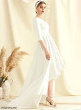 Wedding Satin Pockets A-Line Dress With Scoop Neck Chasity Asymmetrical Wedding Dresses