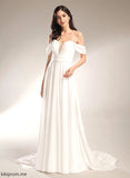 With Chiffon A-Line Court Wedding Off-the-Shoulder Louise Train Wedding Dresses Dress Pleated