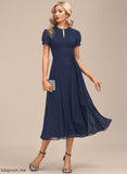 Dress Scoop Giselle Neck Tea-Length Chiffon Ruffle Cocktail Dresses With A-Line Cocktail