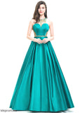 Miracle With Beading Sequins Floor-Length Ball-Gown/Princess Prom Dresses Satin Scoop Neck