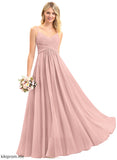 Floor-Length V-neck Embellishment Silhouette Length Ruffle Fabric Neckline A-Line Cassandra Bridesmaid Dresses