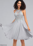 Knee-Length A-Line Dress Scoop Neck Cocktail Dresses With Lace Cocktail Chiffon Sequins Jada