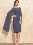 the Journey Dress Neck Mother of the Bride Dresses Chiffon Sheath/Column Scoop of Beading Mother Knee-Length Bride With