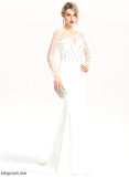 Teresa Trumpet/Mermaid V-neck Stretch Wedding Crepe Train Beading With Sequins Lace Dress Sweep Wedding Dresses