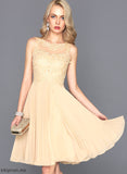 Cocktail Cocktail Dresses Lace Knee-Length Neck Pleated Scoop Myah With A-Line Chiffon Dress