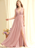 A-Line Silhouette Floor-Length Neckline Fabric Embellishment V-neck Length Pleated Sabrina Natural Waist Sleeveless Bridesmaid Dresses