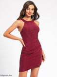 Scoop Pleated Polyester Cocktail Dresses Dress Sheath/Column Giada Asymmetrical With Cocktail Neck