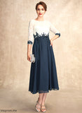 Sage A-Line the Bride Tea-Length Mother Scoop Neck Lace Dress Mother of the Bride Dresses Chiffon of