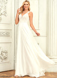 V-neck Wedding Dresses Sweep Train Wedding A-Line Lace Dress Chiffon Rhianna With Lace